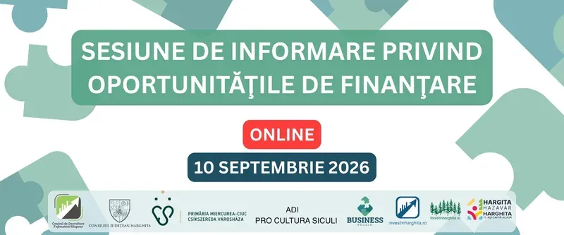 Consiliul Județean Harghita și Centrul de Dezvoltare organizează sesiune online de informare (10 septembrie 2026)