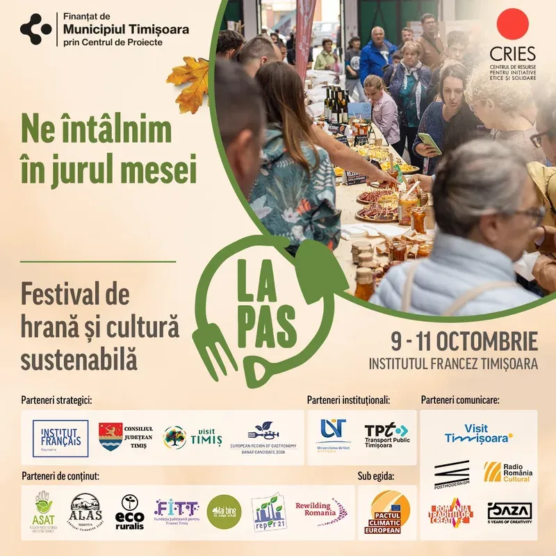 Festivalul LA PAS 2026: 50 de producători și dialoguri despre viitorul hranei la Timișoara (9–11 octombrie)