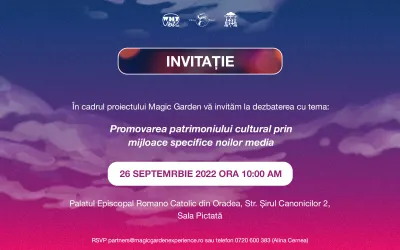 Va invitam luni, 26 septembrie ora 10:00, la dezbaterea cu tema: Promovarea patrimoniului cultural prin mijloace specifice noilor media.