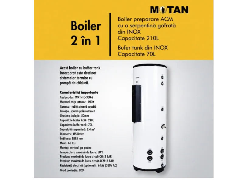 BOILER 2 IN 1 300L + 2 ANI GARANTIE