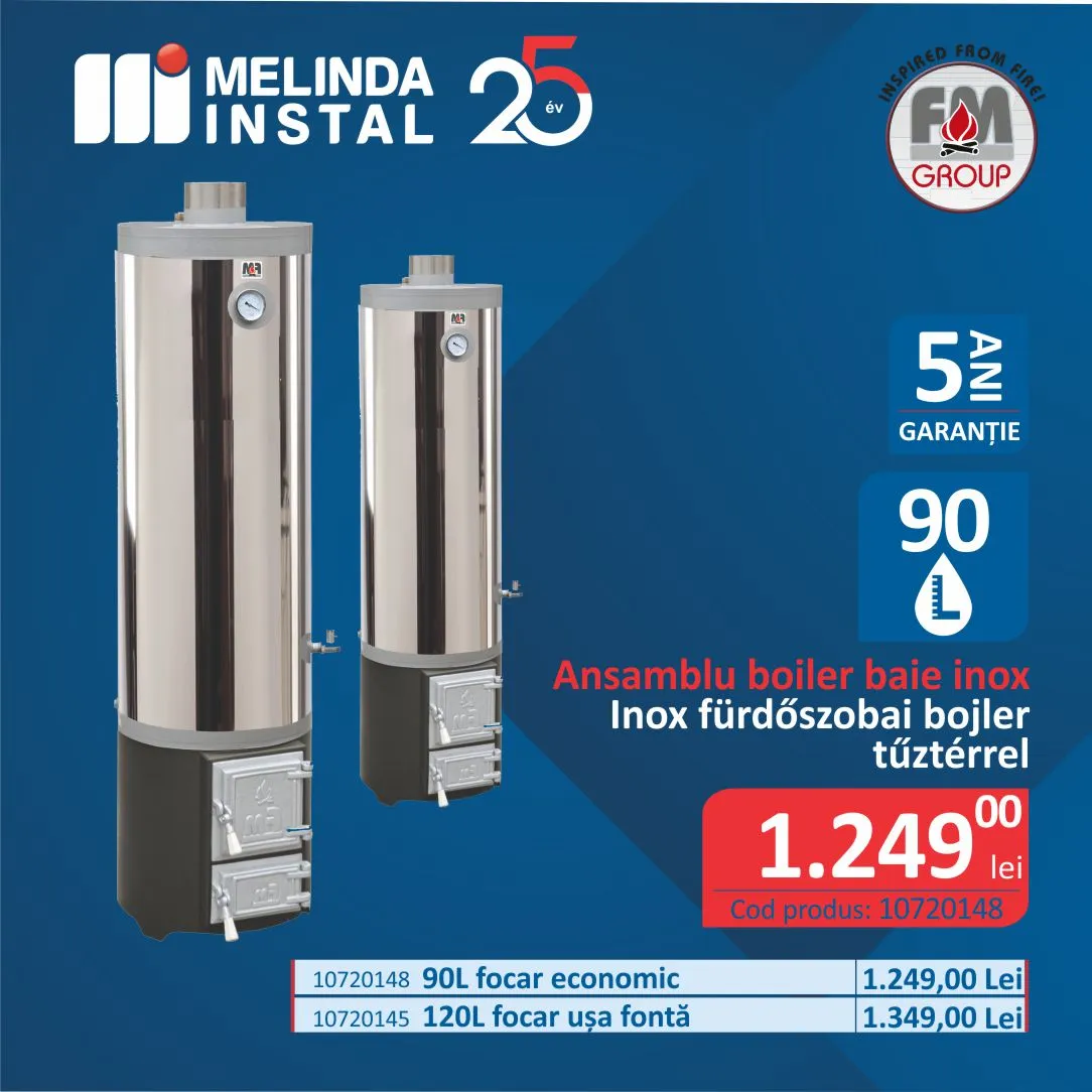 Ansamblu boiler baie inox