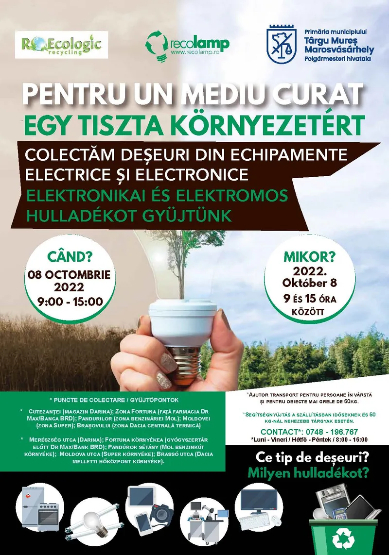 Începe ediția de toamnă a campaniei de colectare selectivă a deșeurilor din echipamente electrice și electronice, Pentru un mediu curat!