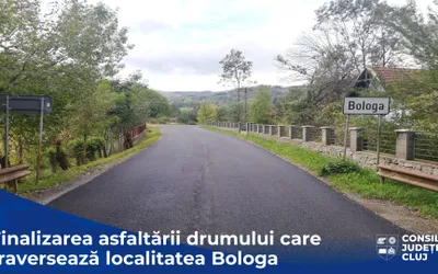 Asfaltarea drumului care traversează localitatea Bologa