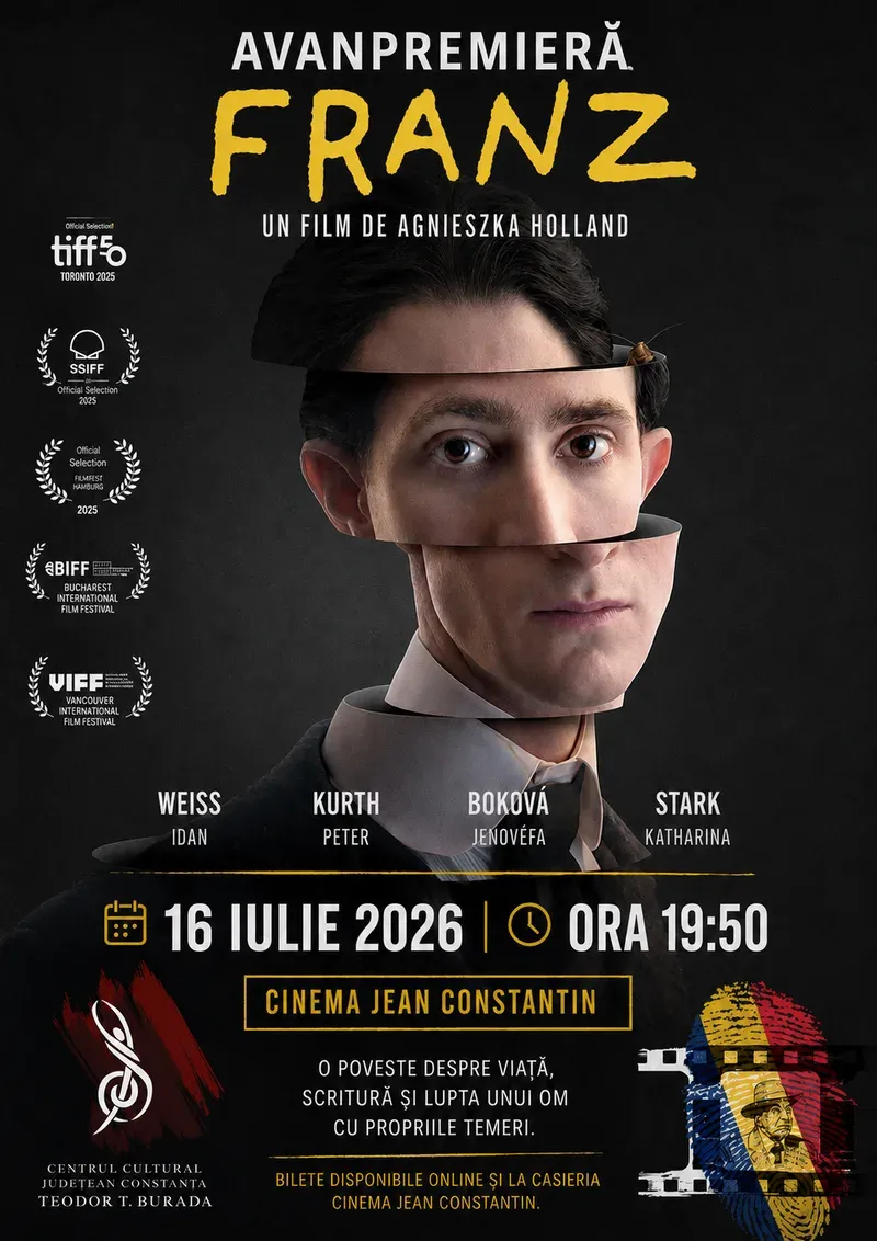 Avanpremiera filmului „Franz” la Centrul „Jean Constantin” — 16 iulie 2026, ora 19:50