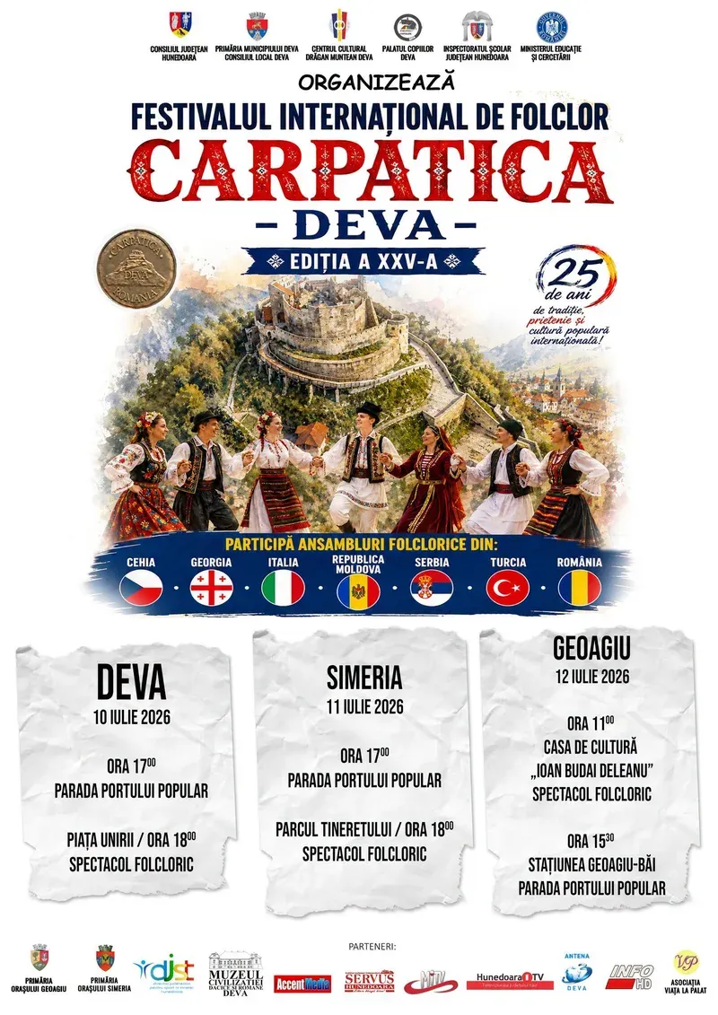 Restricții de circulație la Deva vineri, 10 iulie 2026, din cauza Festivalului Internațional de Folclor „Carpatica”