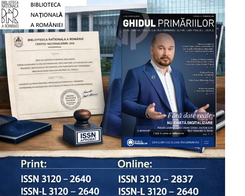 Revista „Ghidul Primăriilor” obține codurile ISSN pentru ediția tipărită cât și pentru cea online – un pas important pentru recunoașterea profesională