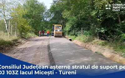 Consiliul Județean așterne stratul de suport pe DJ 103Z lacul Micești – Tureni