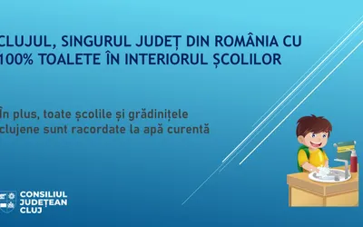 Clujul, singurul județ din România în care toate școlile au grupurile sanitare în interior