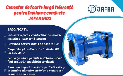 Conector de foarte largă toleranță pentru îmbinare conducte JAFAR 9102