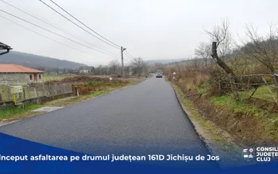 A început asfaltarea pe drumul județean 161D Jichișu de Jos