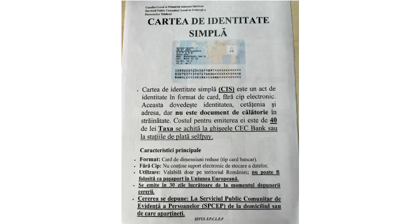 CARTE DE IDENTITATE SIMPLA