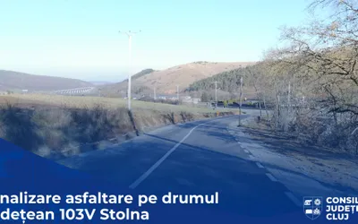 Pe drumul județean 103V, în localitatea Stolna, a fost finalizată asfaltarea sectorului de drum afectat de fenomenele hidrometeorologice