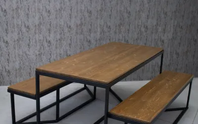 Set Mobilier Exterior și Interior, Picnic, Grădină, Masă și Bănci LIMA