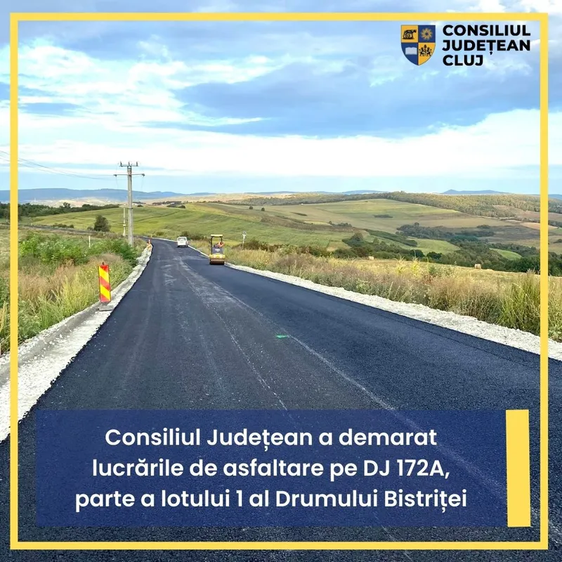 Consiliul Județean a demarat lucrările de asfaltare pe DJ 172A, parte a lotului 1 al Drumului Bistriței