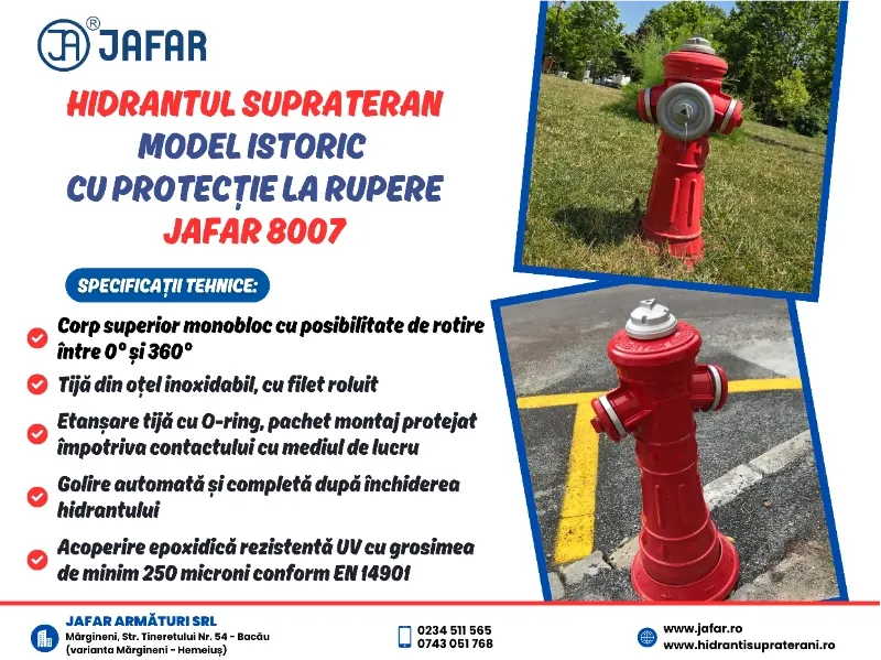 Hidrant suprateran model istoric cu protecție la rupere JAFAR 8007