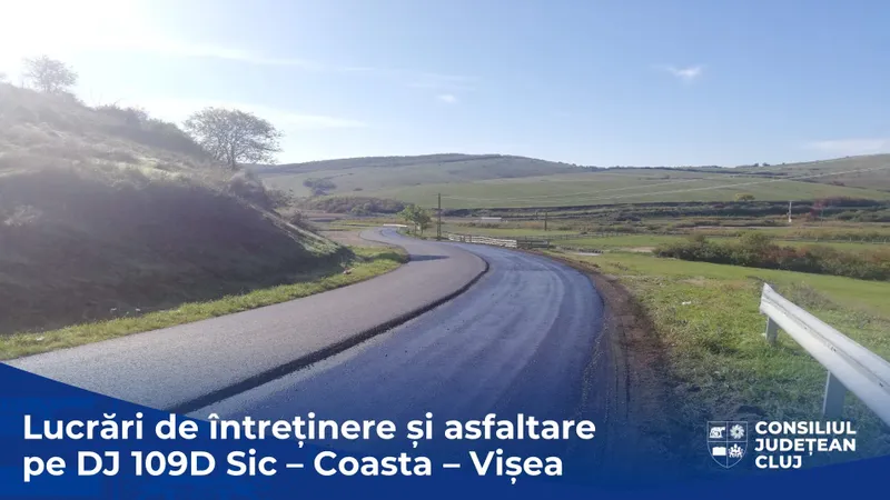 Consiliul Județean realizează lucrări de întreținere și asfaltare pe drumul județean 109D Sic – Coasta - Vișea