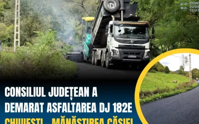Consiliul Județean a demarat asfaltarea drumului județean DJ 182E Chiuiești – Mănăstirea Cășiel