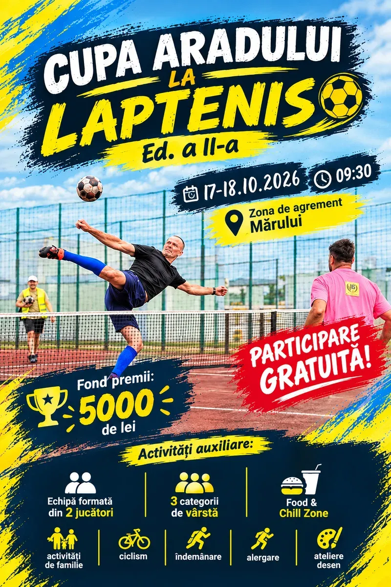 Cupa Aradului la Laptenis 2026: două zile de sport și solidaritate pentru Arthur