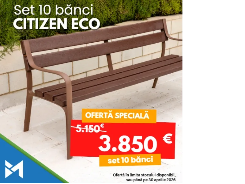10 Bănci stradale Ecologice, din plastic reciclat - la preț redus