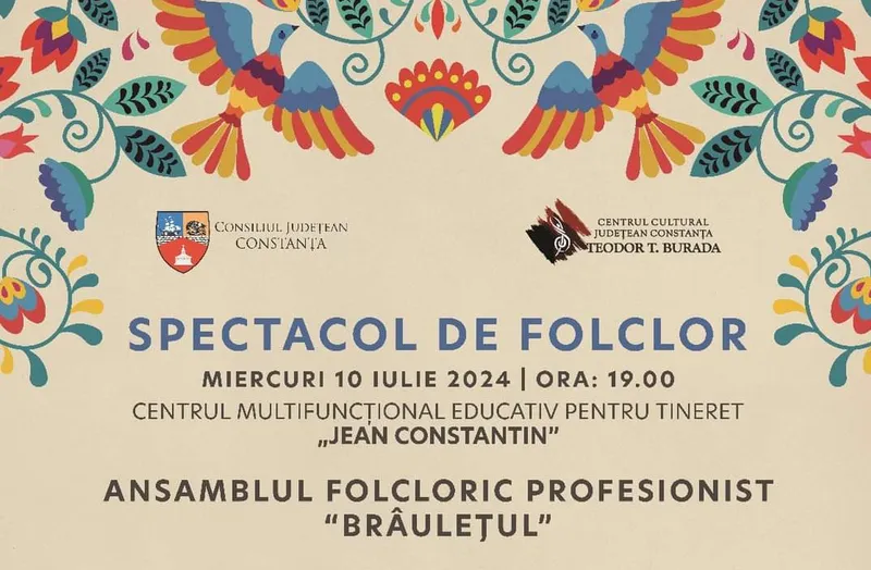 ,,Spectacolul de folclor’’ din data de 10 iulie, cu Ansamblul Folcloric  Profesionist „Brâulețul” și invitații, sold-out!