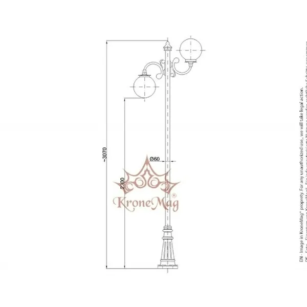 Stalp Iluminat Metalic cu Fonta pentru Parc BL132-2C