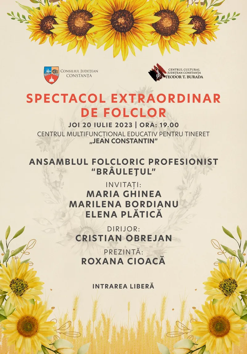 Ansamblul Folcloric Profesionist „Brâulețul” vă invită la un Spectacol  Extraordinar de Folclor!