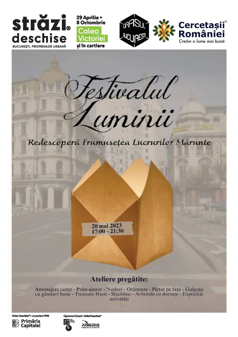 PROGRAM DE WEEKEND LA „STRĂZI DESCHISE”: MAGIE, TEATRU, ATELIERE ŞI TRASEE LUMINATE ÎNTRE  20 ŞI 21 MAI, PE CALEA VICTORIEI