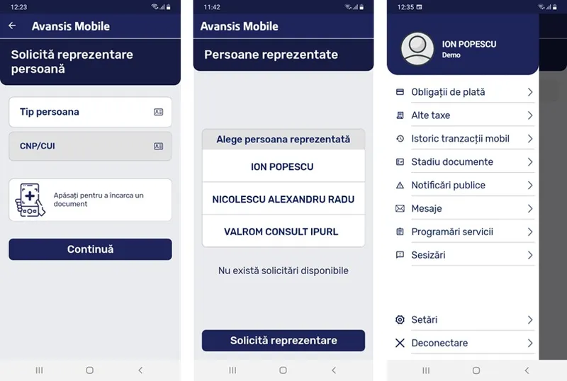 Avansis Mobile - Aplicație destinată telefoanelor inteligente pentru accesarea serviciilor primăriei