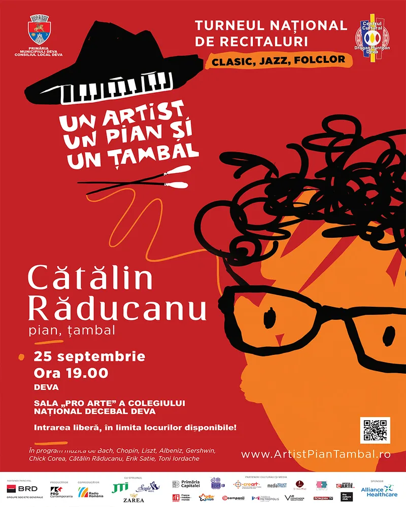 Turneul Național ,,Un artist, un pian și un țambal - clasic, jazz, folclor”,  ajunge la Deva!
