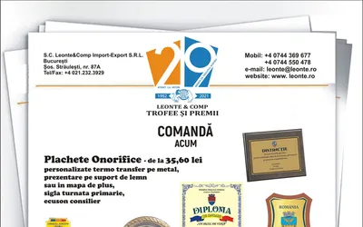 Plachete onorifice, medalii omagiale si sportive, panglici si cocarde