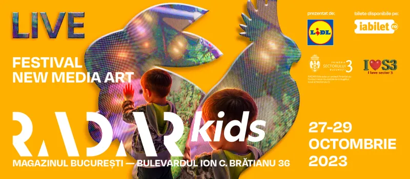 Evoluează la „RADAR Kids”!  Vino să interacționezi cu roboți și instalații digitale!