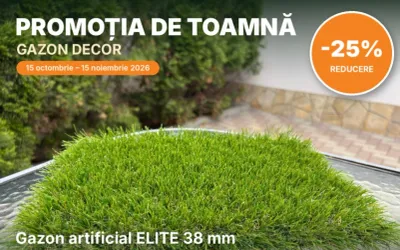 PROMOȚIA DE TOAMNĂ GAZON DECOR: -25% la gazonul artificial decorativ ELITE 38 mm. Transport gratuit și livrare rapidă din stoc