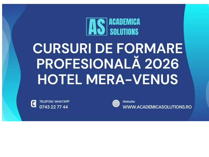 CURSURI DE FORMARE PROFESIONALĂ LA HOTEL MERA-VENUS