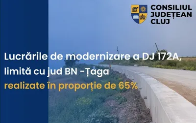 Lucrările de modernizare a drumului județean DJ 172A, parte a Drumului Bistriței – Lot 1, realizate în proporție de peste 65%