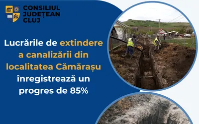 Lucrările de extindere a canalizării din localitatea Cămărașu înregistrează un progres de 85%