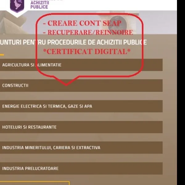 Recuperarare/Reînnoire Certificat DIGITAL SEAP! Consultanta utilizare SEAP