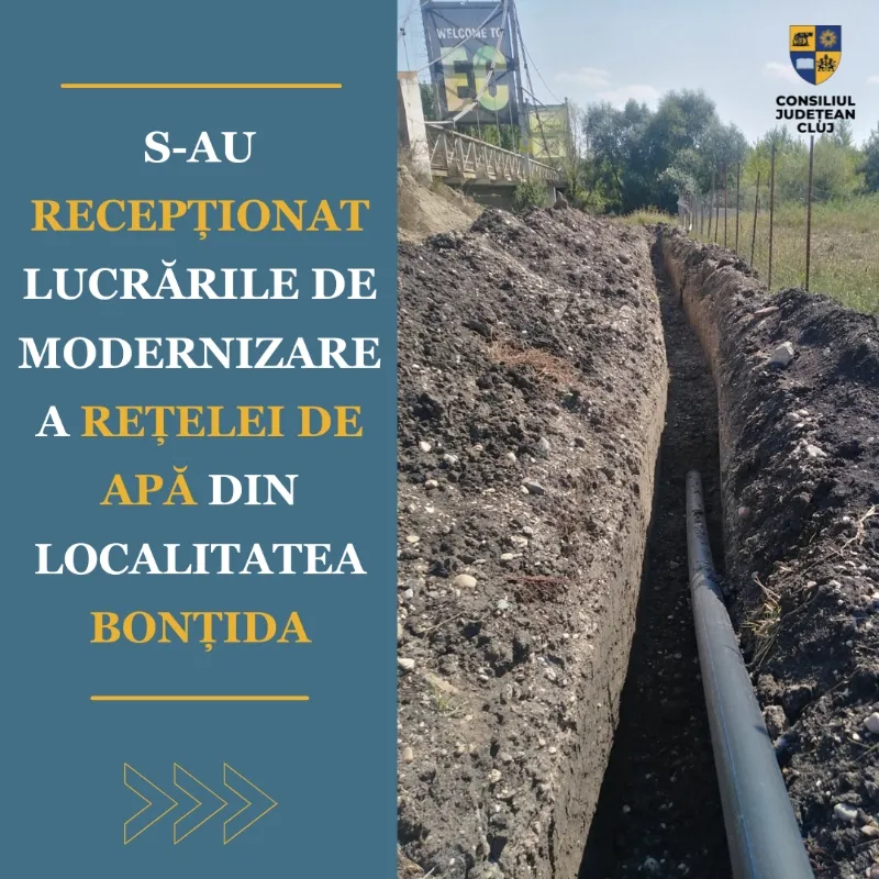 Au fost recepționate lucrările de modernizare a rețelei de apă din localitatea Bonțida