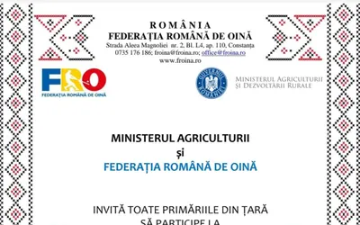 FEDERAȚIA ROMÂNĂ DE OINĂ împreună cu MINISTERUL AGRICULTURII și DEZVOLTĂRII RURALE organizează CUPA SATELOR LA OINĂ, Ediția 2022