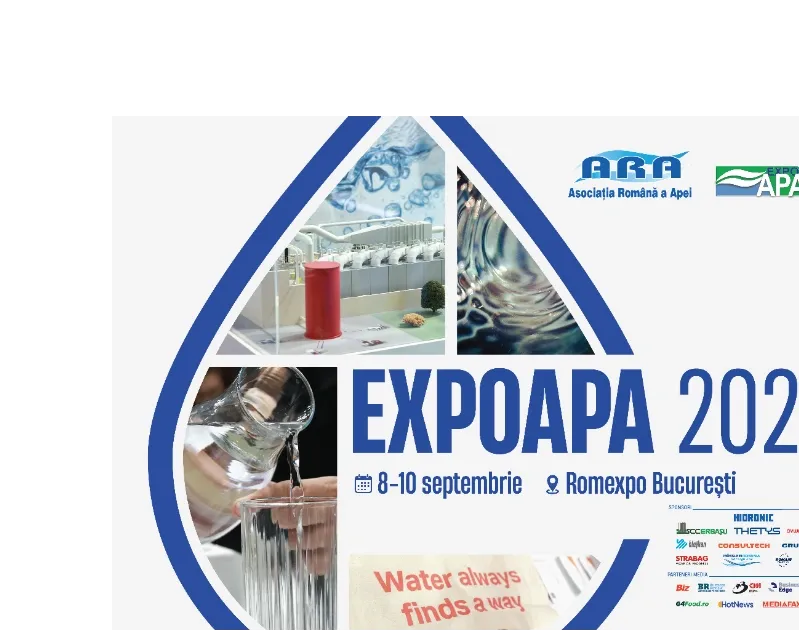 Lideri și experți internaționali ai industriei apei vin la București, între 8 și 10 septembrie, la ExpoApa 2026