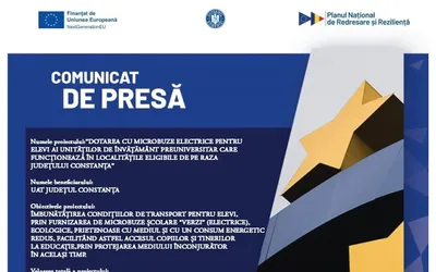 Proiect finanțat în cadrul PNRR: Fonduri pentru România modernă și reformată