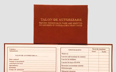 Talon de autorizare pentru personalul care are dreptul sa lucreze in instalatiile electrice