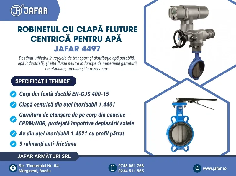 Robinetul cu clapă fluture centrică pentru apă JAFAR 4497