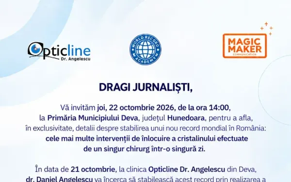Deva: conferință de presă pe 22 octombrie pentru prezentarea tentativei unui record mondial în oftalmologie