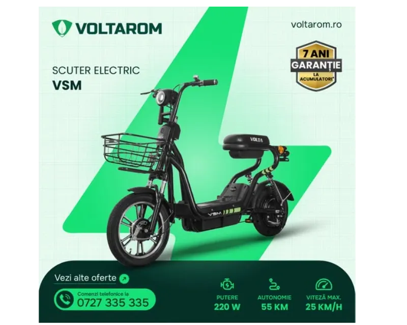 Voltarom VSM este bicicleta electrică tip scuter potrivită pentru drumurile de zi cu zi