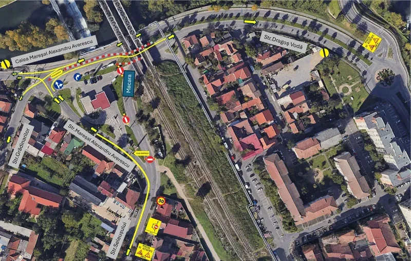 Restricții temporare de circulație la podul CFR de pe strada Dragoș Vodă — 4 iunie 2026