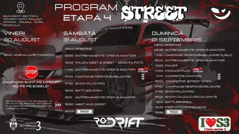 Campionii sunt pe circuit, nu pe șosele!  Clasa Street Rodrift revine în Sectorul 3, zona Pallady!