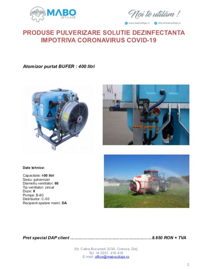 Atomizor pulverizare solutie dezinfectanta impotriva coronavirus COVID-19