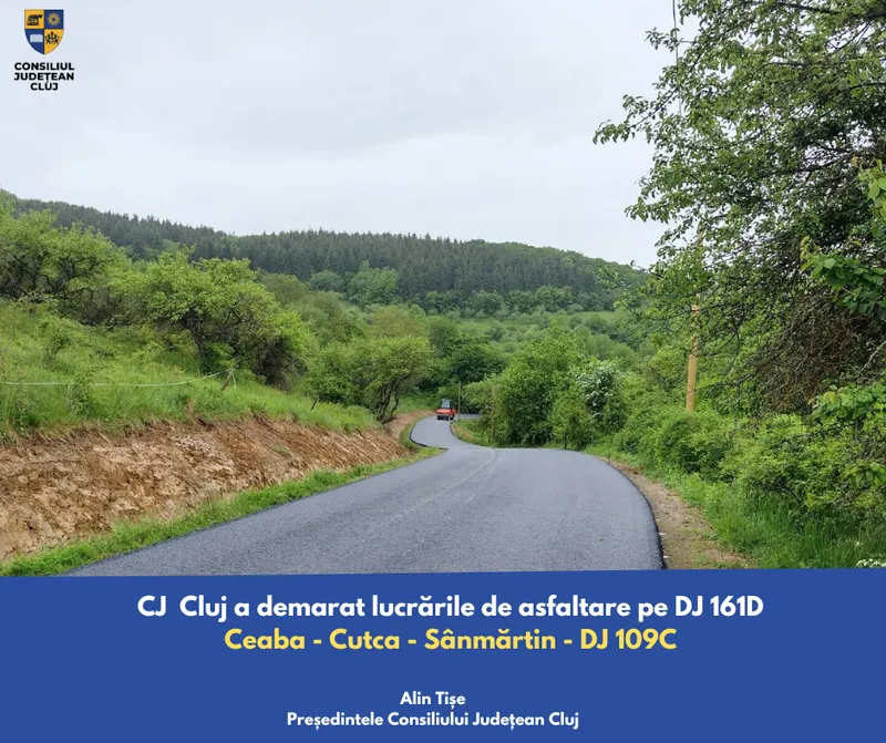 Consiliul Județean a demarat lucrările de asfaltare pe DJ 161D Ceaba - Cutca - Sânmărtin - DJ 109C