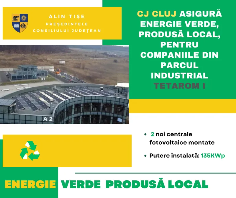 Consiliul Județean asigură energie verde, produsă local, pentru companiile din Parcul Industrial Tetarom I