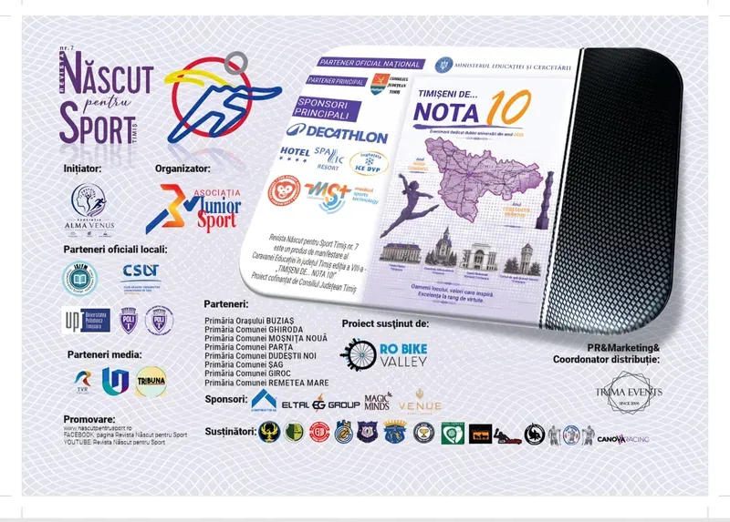 Gala „Timișeni de… Nota 10!” și lansarea revistei „Născut pentru Sport Timiș” nr. 7 — 19 octombrie 2026, Consiliul Județean Timiș